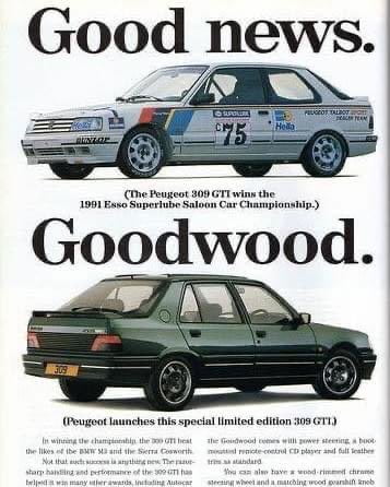Peugeot 309 Goodwood Advertisement